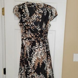 H&M Cotton Black Botanical Wrap Dress Size 12